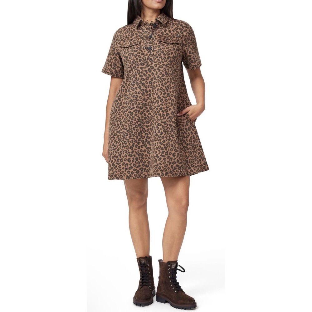 Scotch & Soda Leopard Print A-Line Denim Dress Size Medium